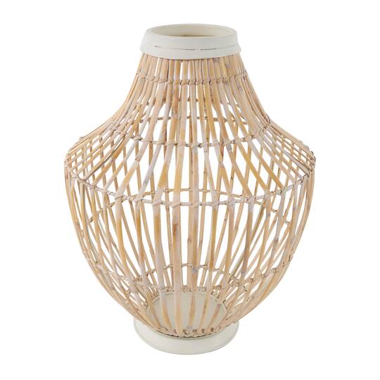 17" Brown Bamboo Handmade Open Frame Vase